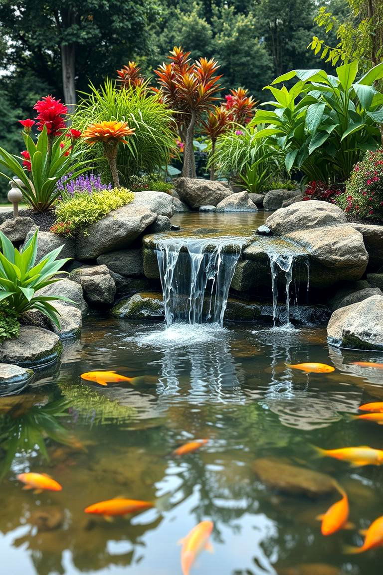 Pond with Waterfall - 25 Fish Pond Ideas