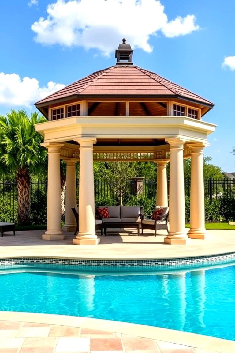 Poolside Gazebos for Permanent Structure - 25 Pool Shade Ideas
