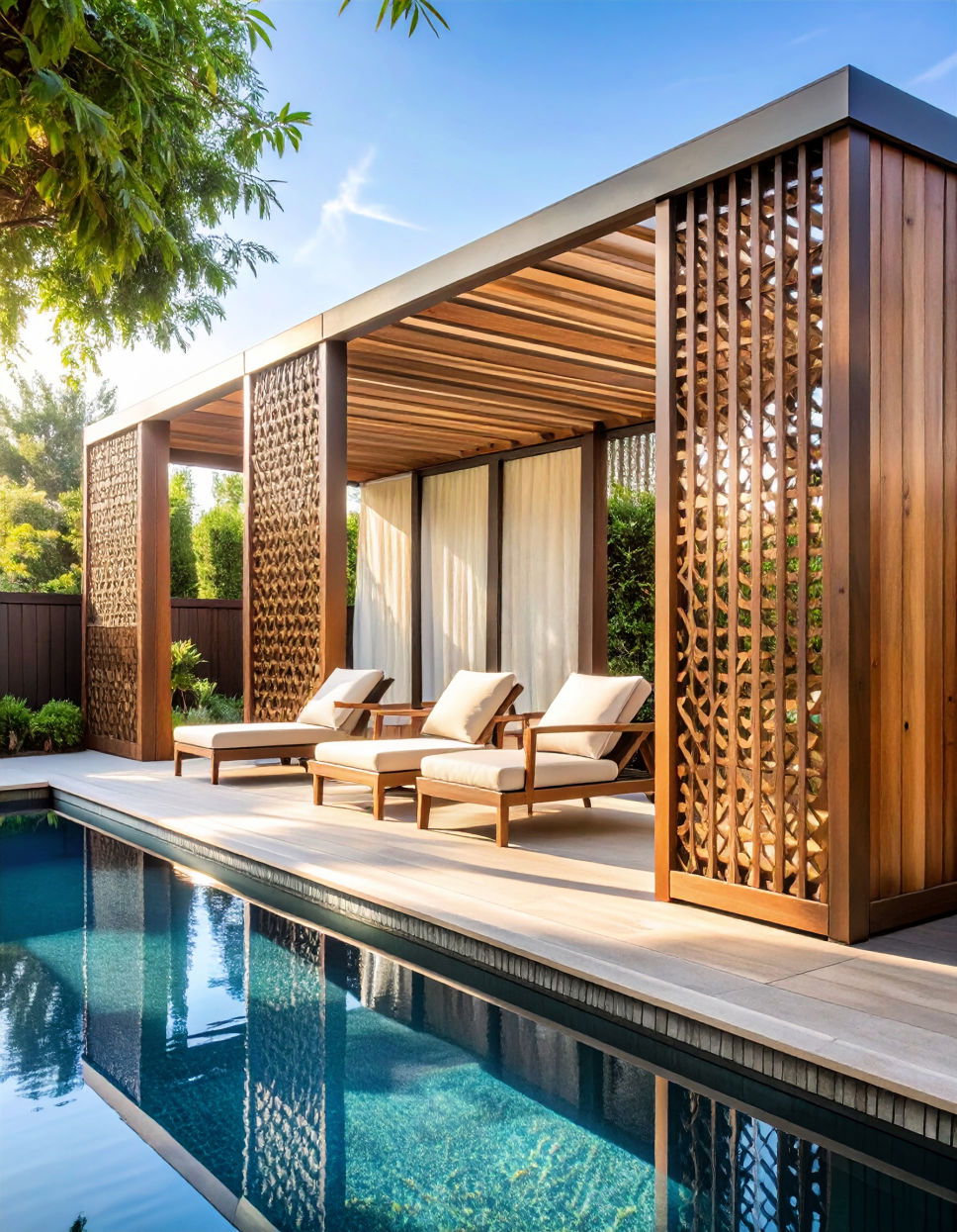 Poolside Privacy Screens with Shade