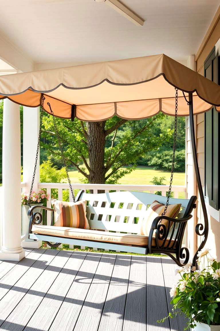 Porch Swing with Canopy - 25 Front Porch Swing Ideas