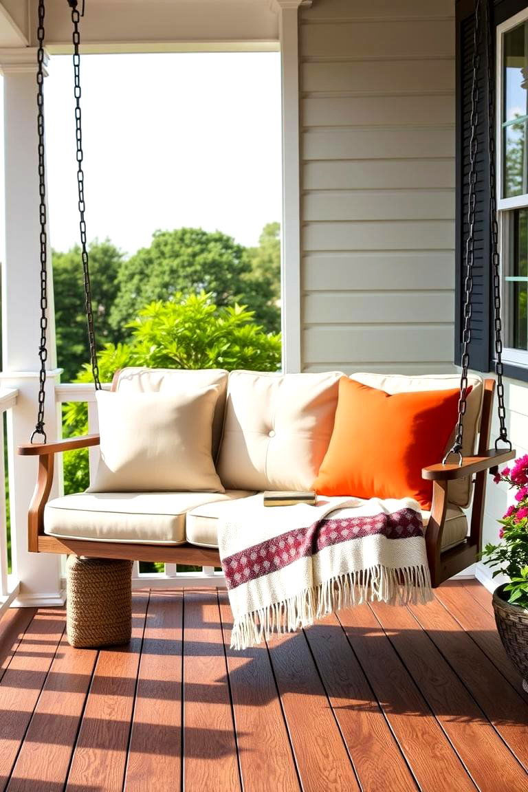 Porch Swing with a Built In Recliner - 25 Front Porch Swing Ideas