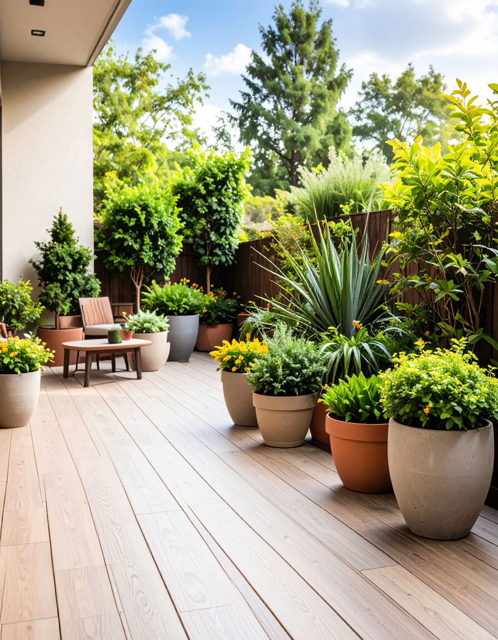 Potted Plants for Visual Appeal Townhouse Patio Ideas