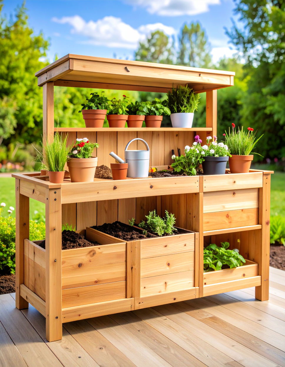 Potting Bench with Corner Pots