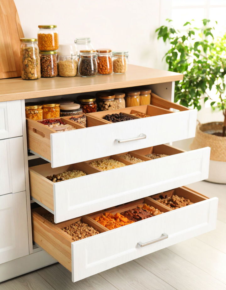 Pull Out Drawers for Seamless Organization Walk in Pantry Ideas