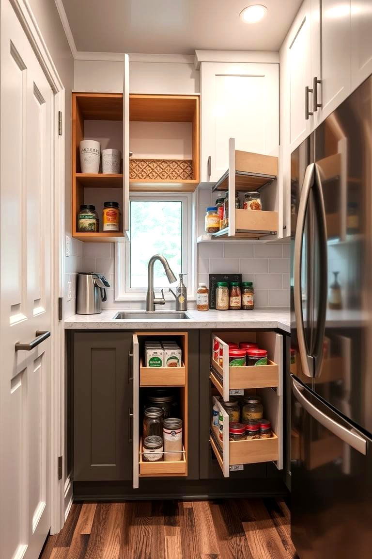 Pull Out Pantries for Efficient Kitchen Storage - 25 Tiny House Design Ideas