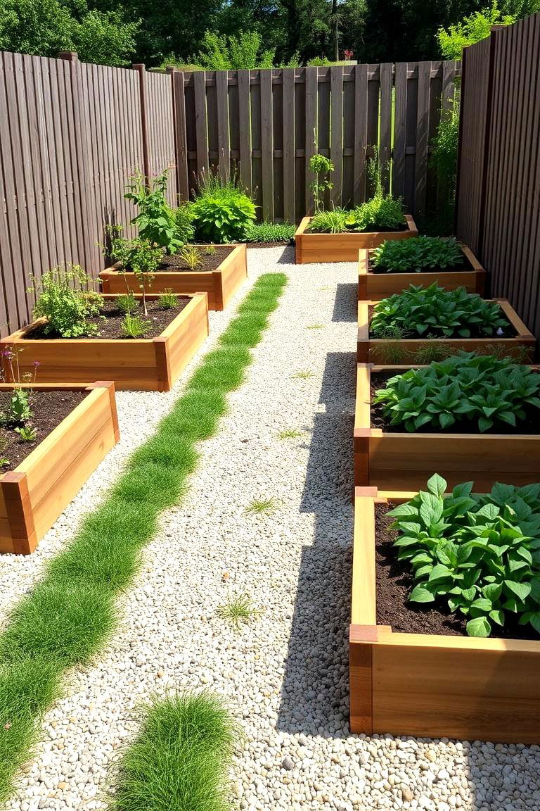 Raised Beds with Gravel Paths for Clean Access - 25 Raised Garden Bed Along Fence Ideas