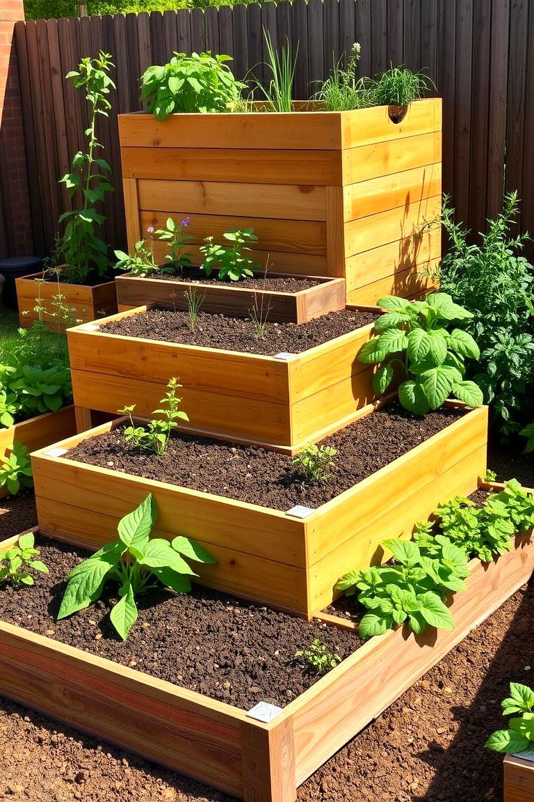 Raised Garden Beds with Tiered Heights - 25 Tiered Garden Ideas