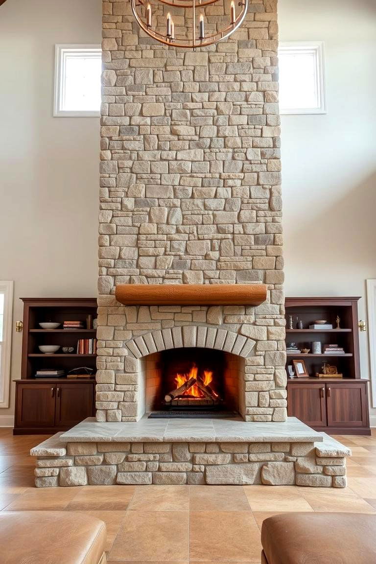 Raised Hearth for Elevated Viewing - 25 Two-story Fireplace Ideas