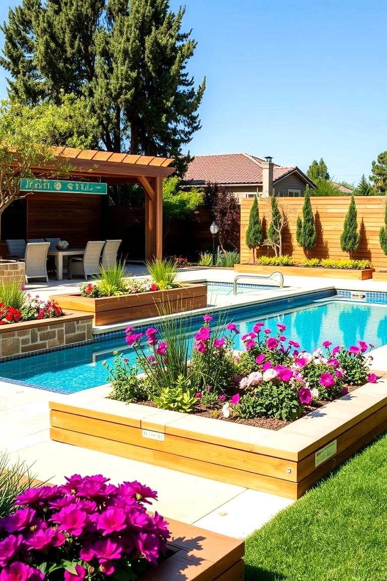 Raised Planter Beds to Define Zones - 25 Pool Landscaping Ideas