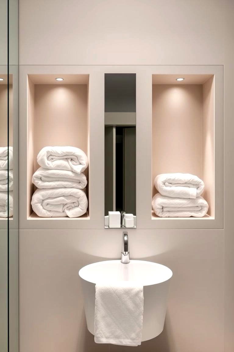 Recessed Towel Shelves - 25 Towel Storage Ideas