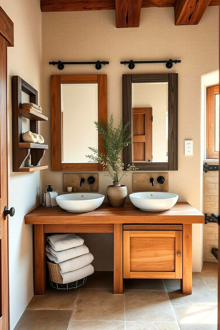 Reclaimed Wood Accents - 25 Tuscan Bathroom Ideas