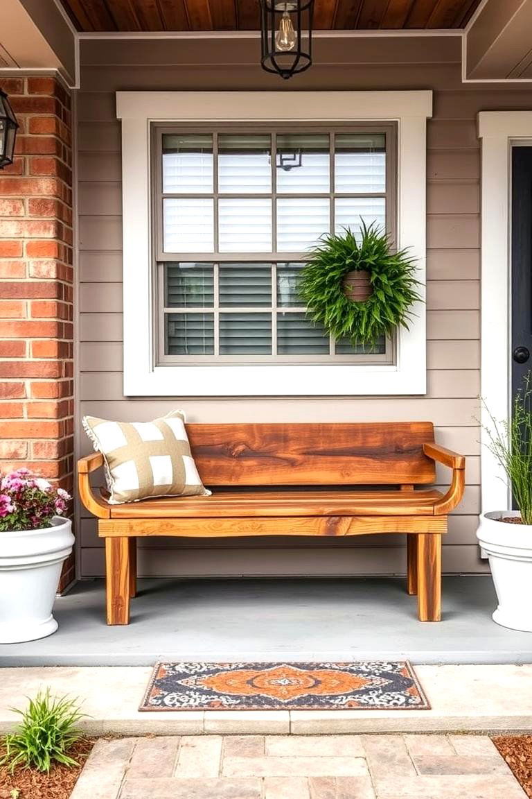 Reclaimed Wood Bench for Eco Friendly Design - 25 Front Porch Bench Ideas