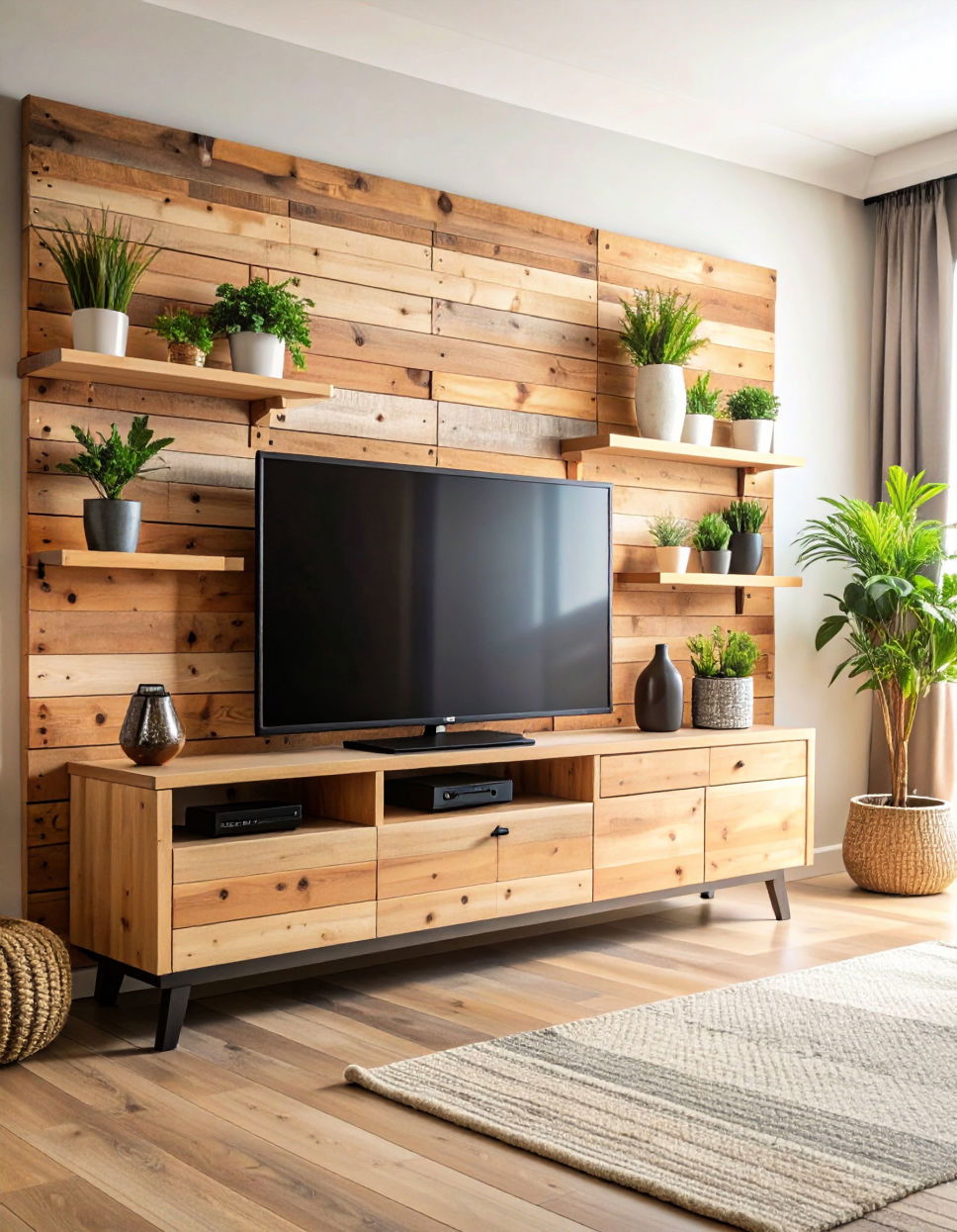 Reclaimed Wood Pallets for an Eco Friendly Rustic Look Tv Accent Wall Ideas