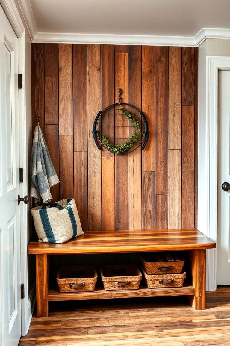 Reclaimed Wood for Eco Friendly Appeal - 25 Farmhouse Mudroom Ideas