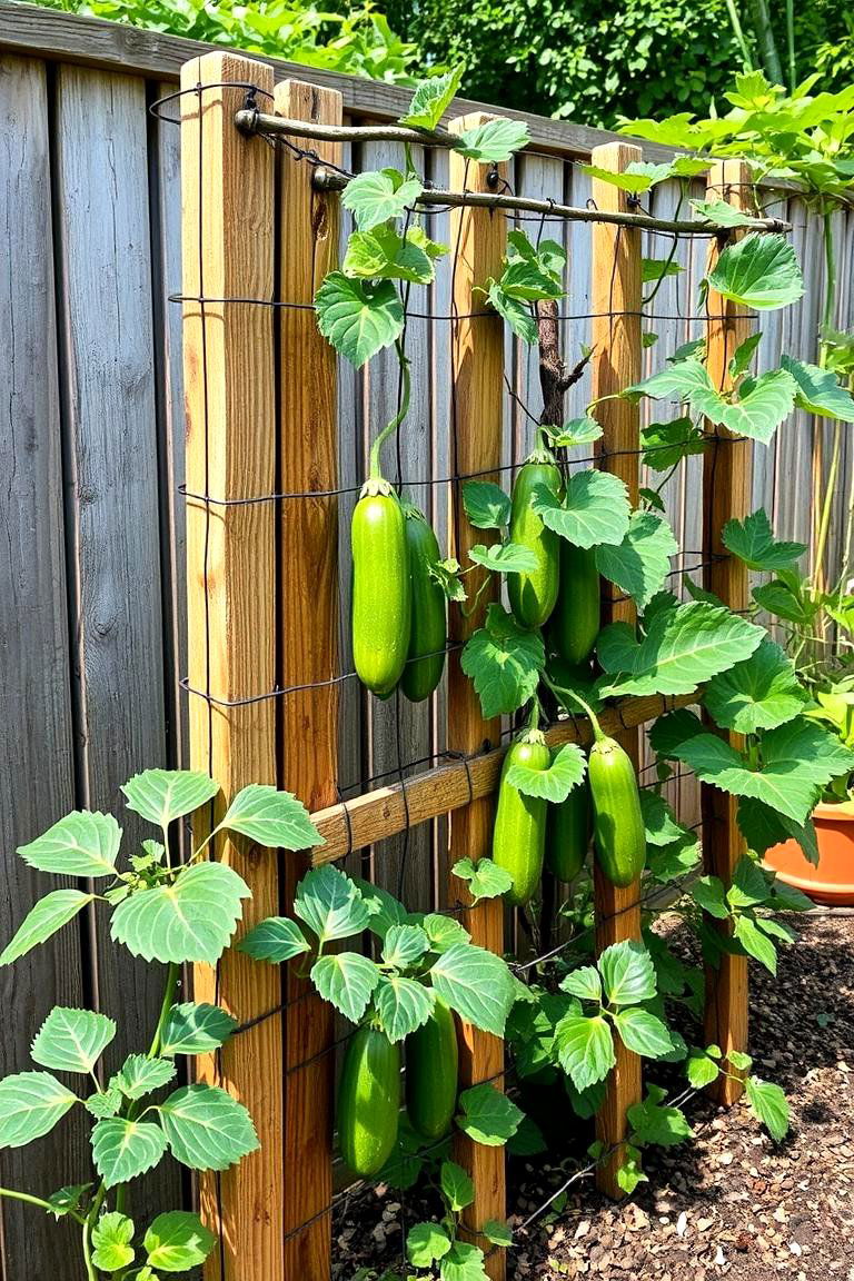 Recycled Material Trellis - 25 Cucumber Trellis Ideas