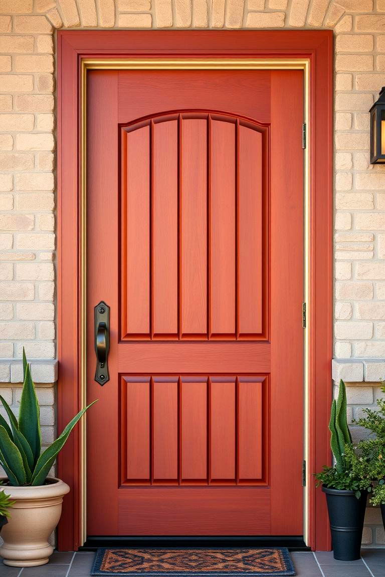 Reddish Brown Stains for Earthy Warmth - 25 Stained Front Door Ideas