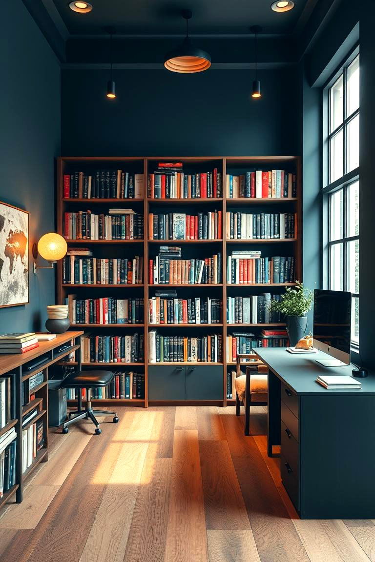 Reference Library or Bookshelf for Knowledge - 25 Man Cave Office Ideas