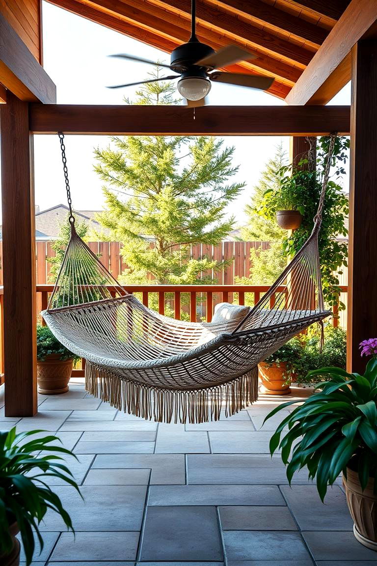Relaxing Hammock Swing - 25 townhouse patio ideas