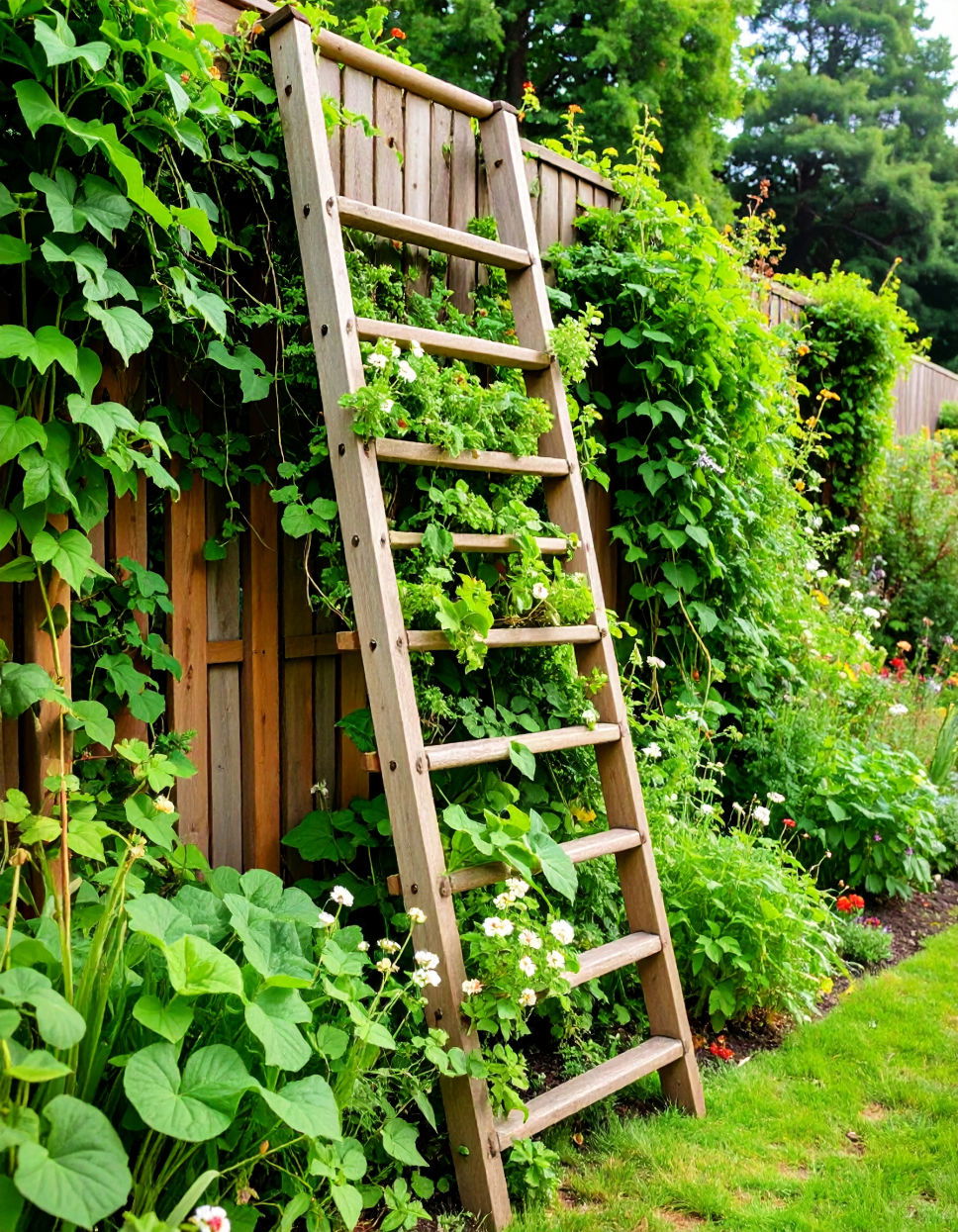 Repurposed Ladder Trellis