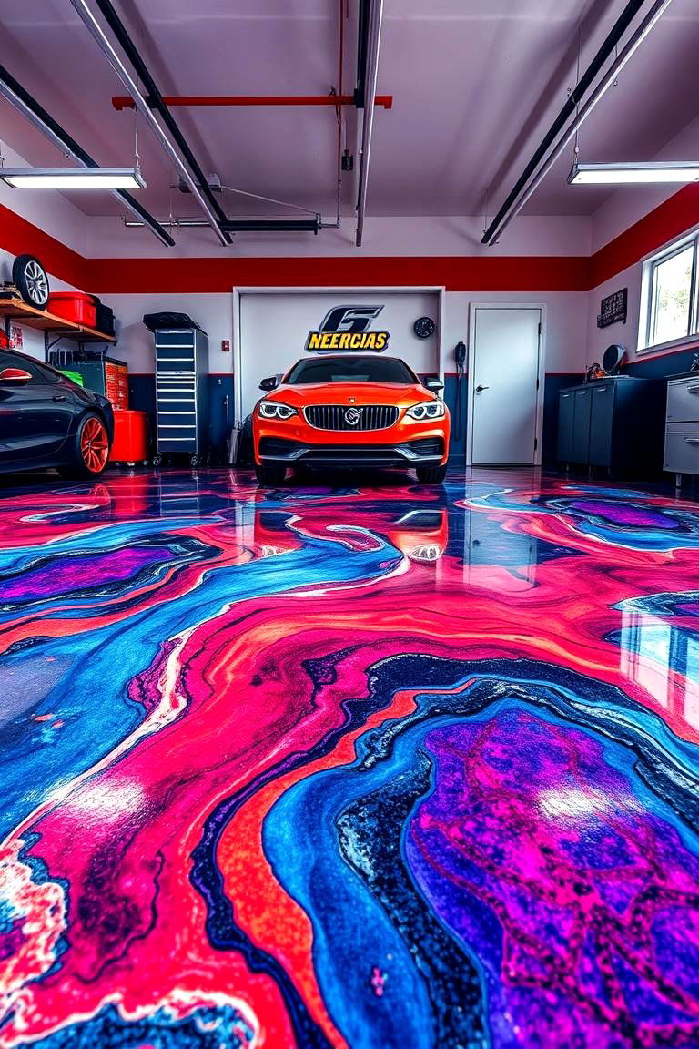 Resin Flooring for Custom Patterns and Colors - 25 Garage Flooring Ideas