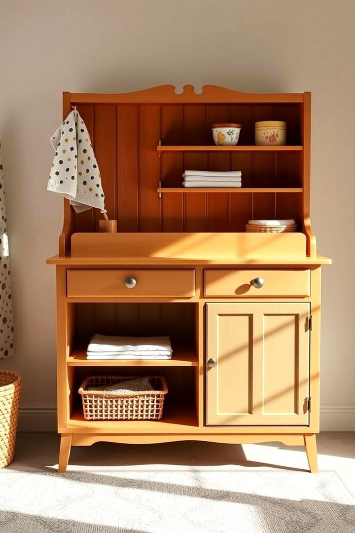 Retro Changing Table with Built In Storage - 25 Vintage Nursery Ideas