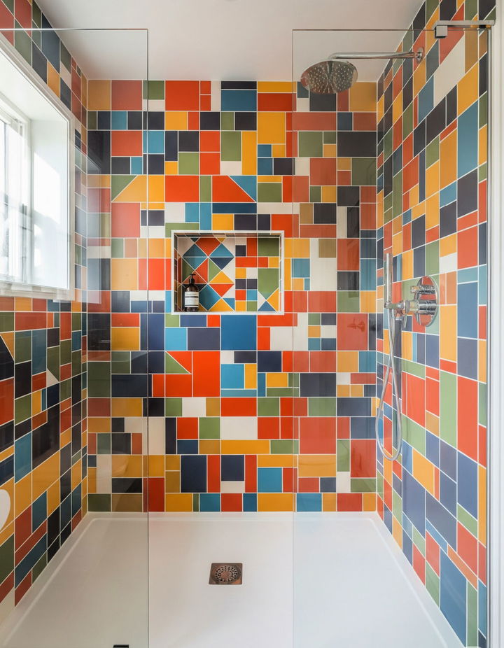 Retro Tiles for a Nostalgic Vibe Walk in Shower Tile Ideas