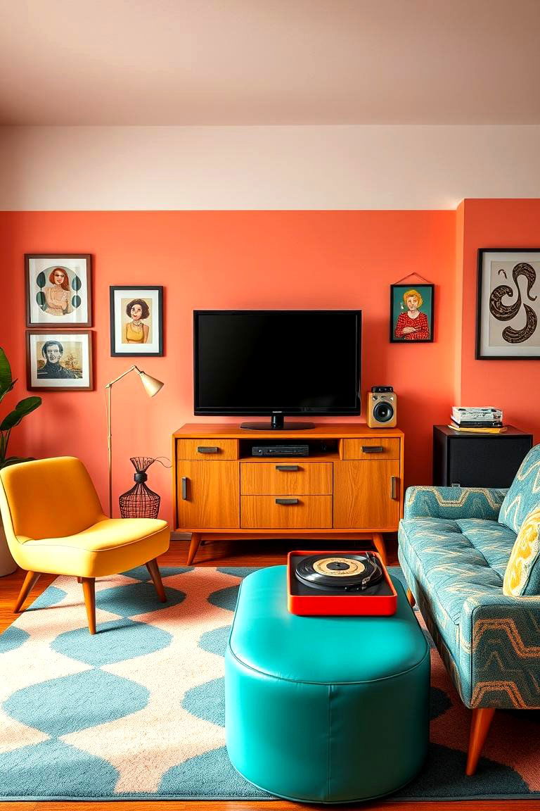 Retro Vibe with Vintage Furniture - 25 Tv Room Ideas