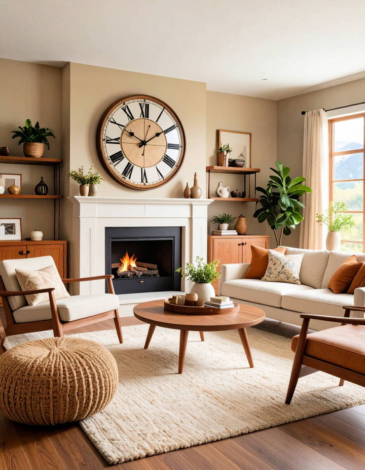Retro Wall Clocks Vintage Living Room Ideas
