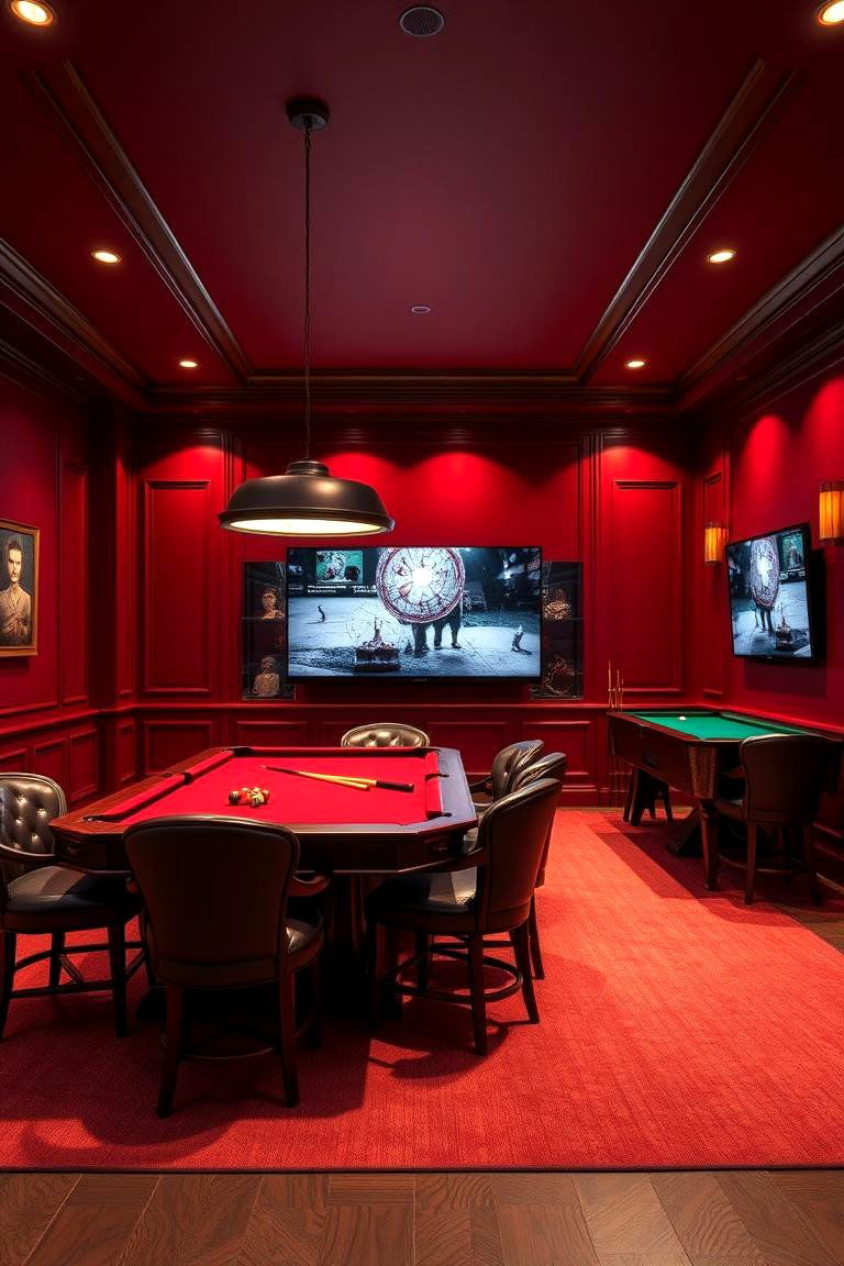Rich Burgundy for a Cozy Elegant Feel - 25 Game Room Paint Ideas