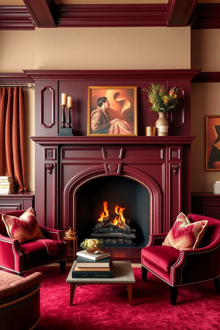 Rich Burgundy for a Sophisticated Touch - 25 Fireplace Paint Ideas
