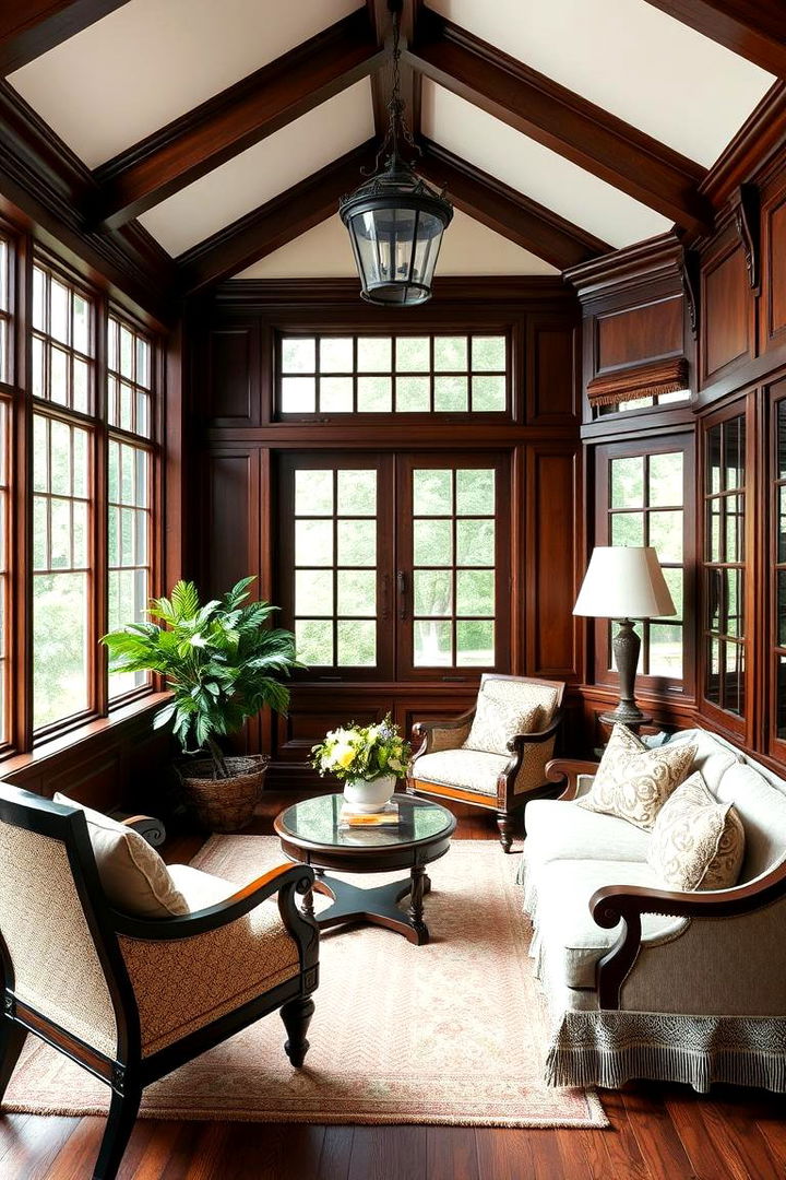 Rich Dark Wood Accents - 25 Victorian Sunroom Ideas
