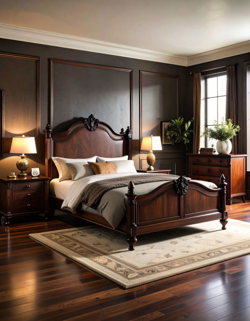 Rich Dark Wood Furniture for Depth Victorian Bedroom Ideas
