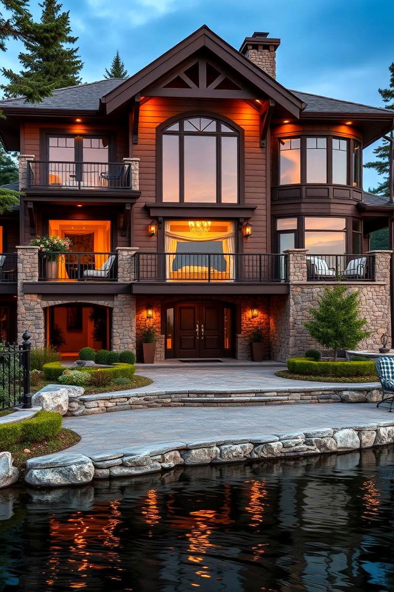 Rich Espresso for Deep Sophistication - 25 Lake House Exterior Colors Ideas