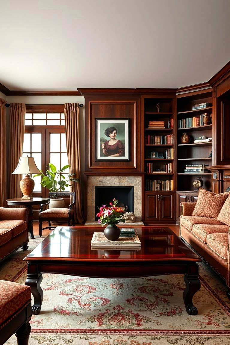 Rich Wood Accents for Warmth - 25 Traditional Living Room Ideas