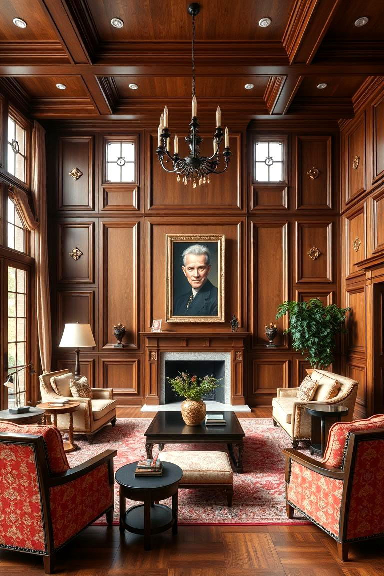 Rich Wood Paneling for Warmth - 25 Mansion Living Room Ideas