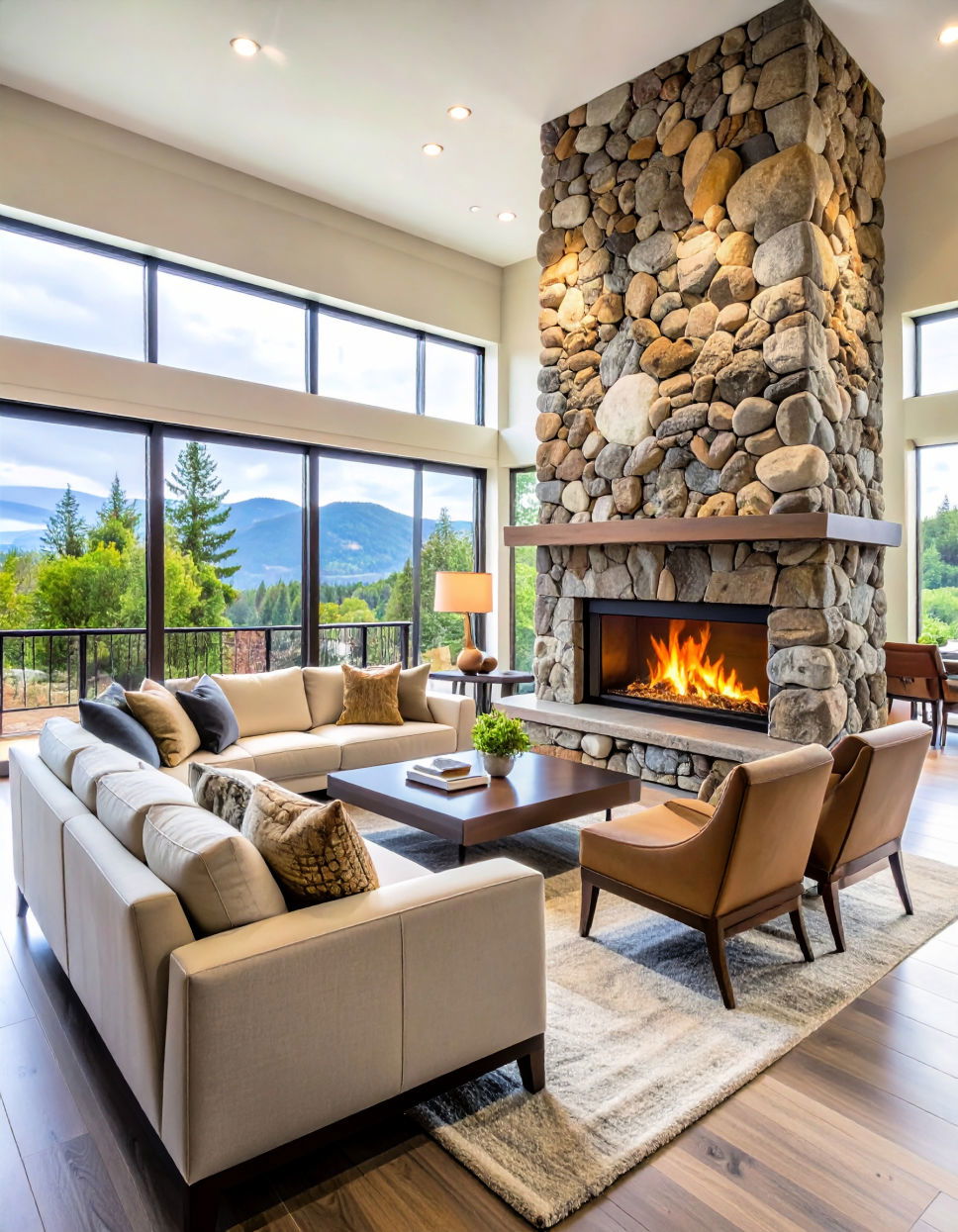 River Rock fireplace idea