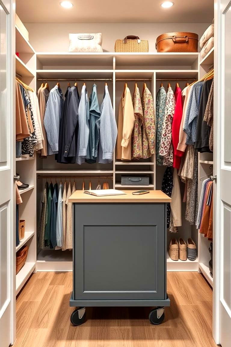 Rolling Closet Island for Flexibility - 25 Closet Island Ideas