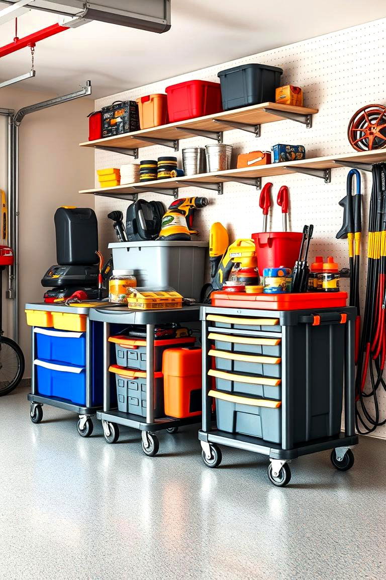 Rolling Storage Carts for Mobility - 25 Garage Shelving Ideas