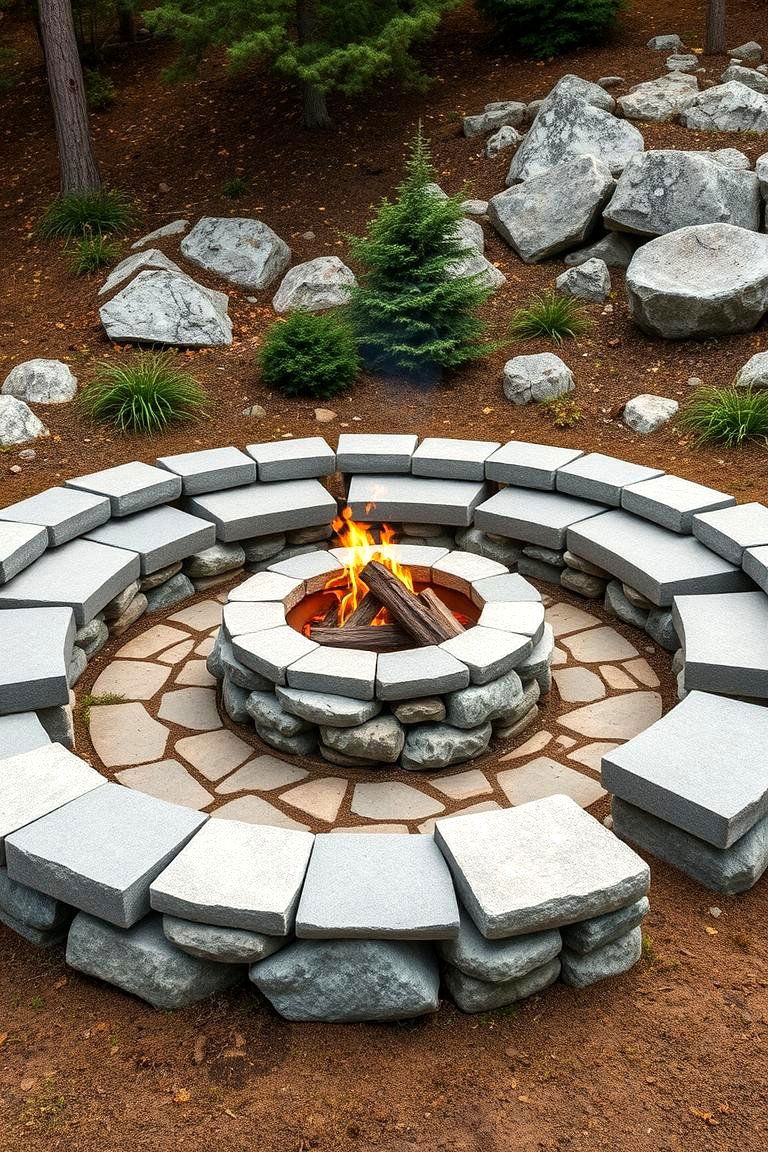 Round Stone Seats for a Rustic Feel - 25 Fire Pit Seating Ideas