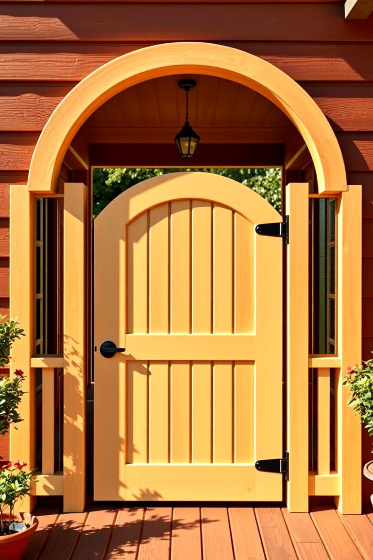Round Top Gate for a Soft Welcoming Entrance - 25 Deck Gate Ideas