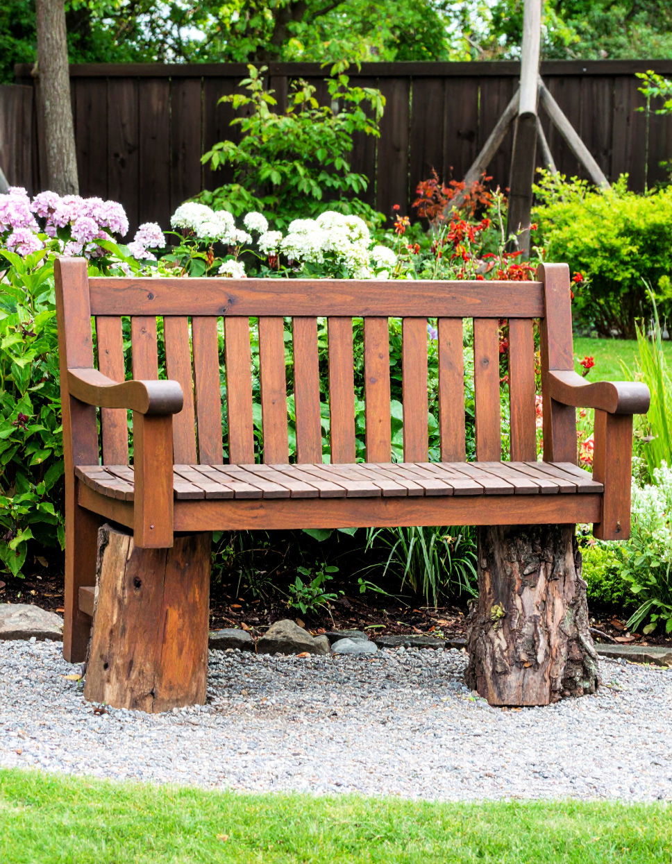 Rustic Bench With Log Base