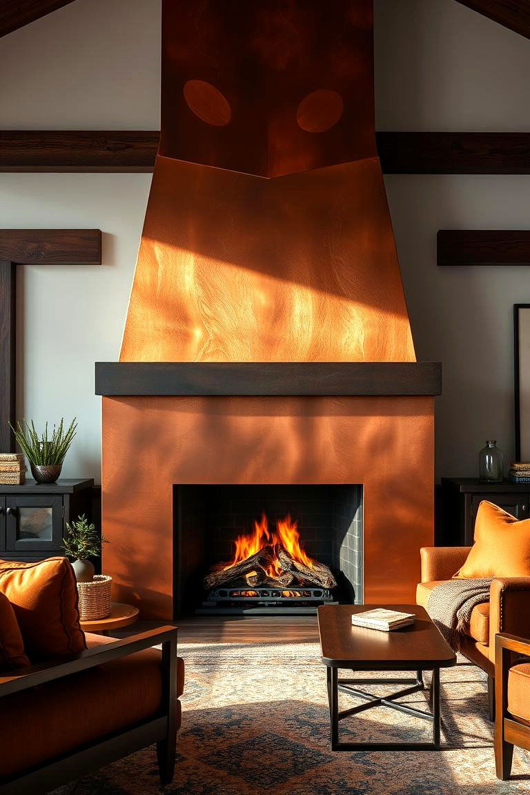 Rustic Copper for a Warm Metallic Shine - 25 Fireplace Paint Ideas