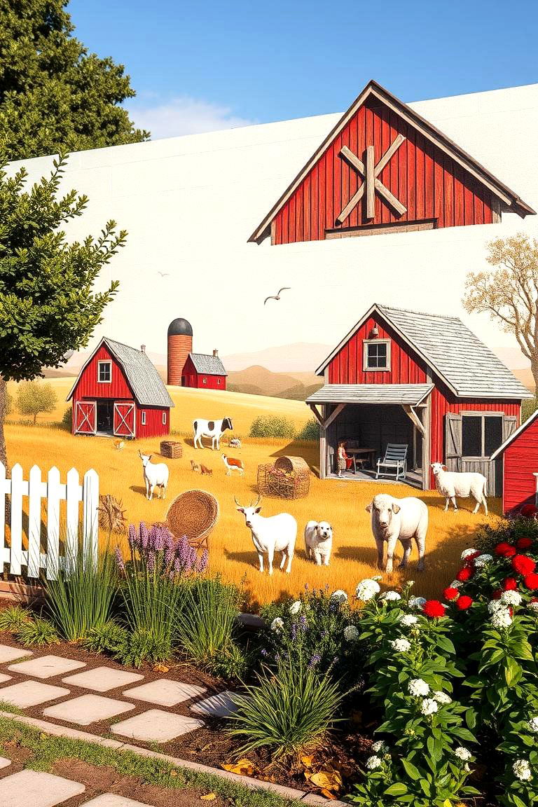 Rustic Farmhouse Charming Details for a Welcoming Space - 25 Garden Mural Ideas