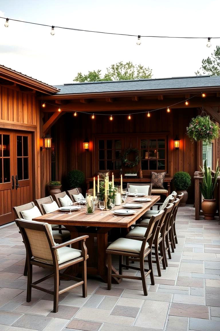 Rustic Farmhouse Dining Area - 25 Farmhouse Patio Ideas