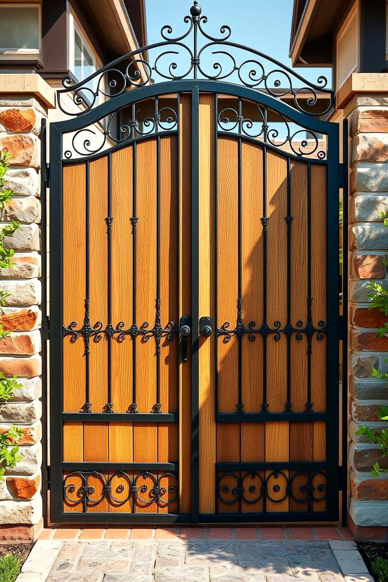 Rustic Iron and Wood Combination - 25 Front Gate Ideas