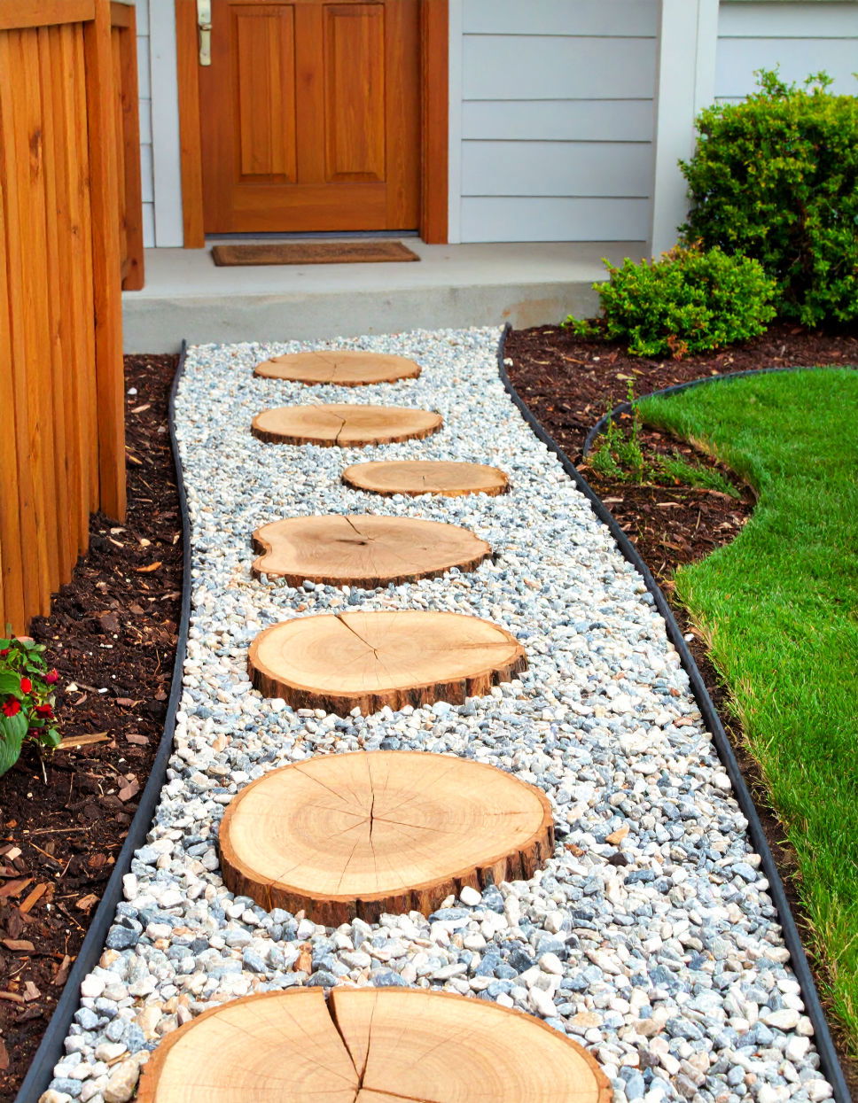 Rustic Log Walkways for a Woodland Vibe
