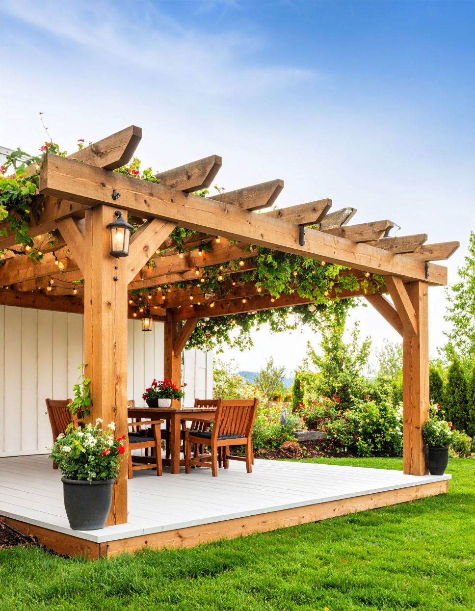 Rustic Pergola with Weathered Wood Idea