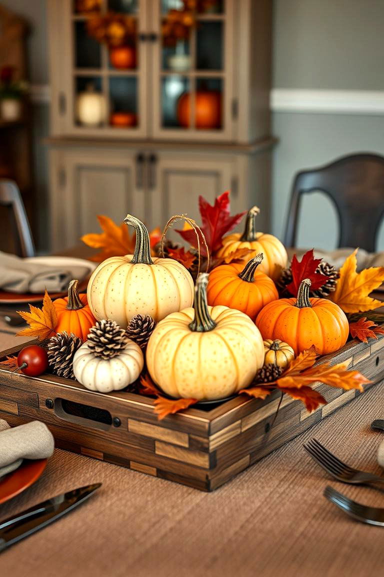 Rustic Pumpkin Centerpiece - 25 Thanksgiving Centerpiece Ideas