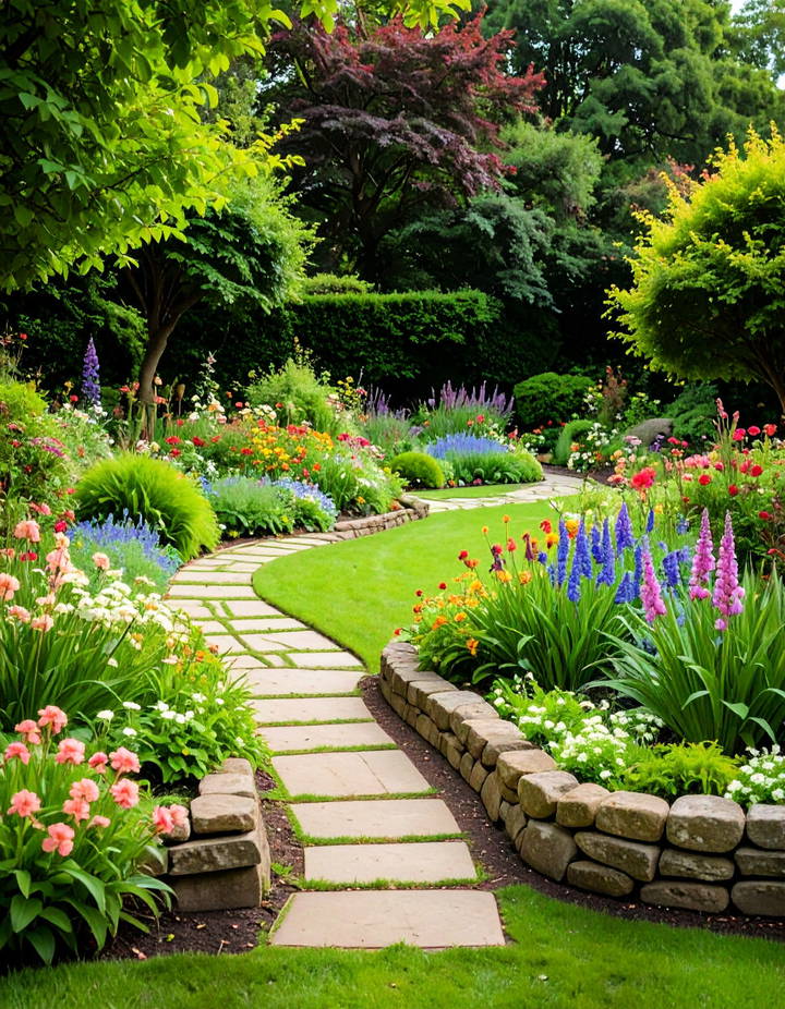Rustic Stone Borders for Natural Definition Victorian Front Garden Ideas