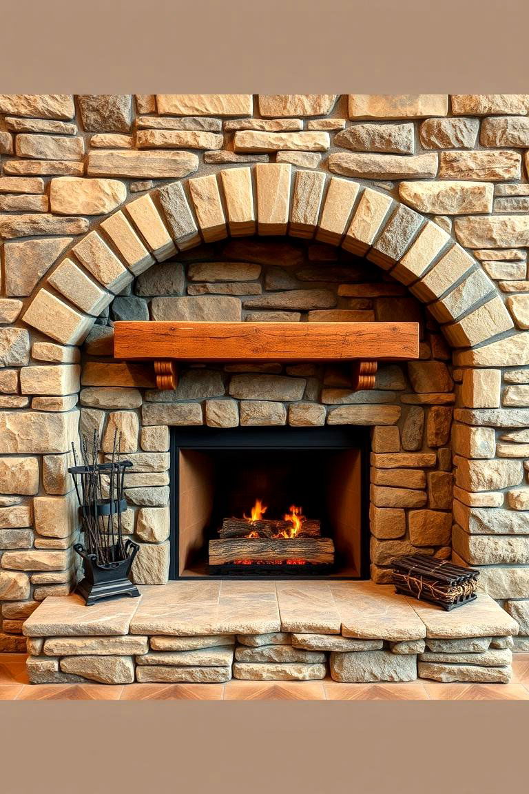 Rustic Stone Fireplace - 25 Fireplace Built-in Ideas